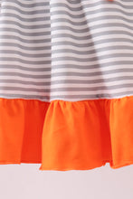 Orange Tennessee embroidery stripe ruffle dress - ARIA KIDS