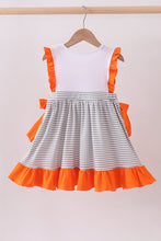 Orange Tennessee embroidery stripe ruffle dress - ARIA KIDS
