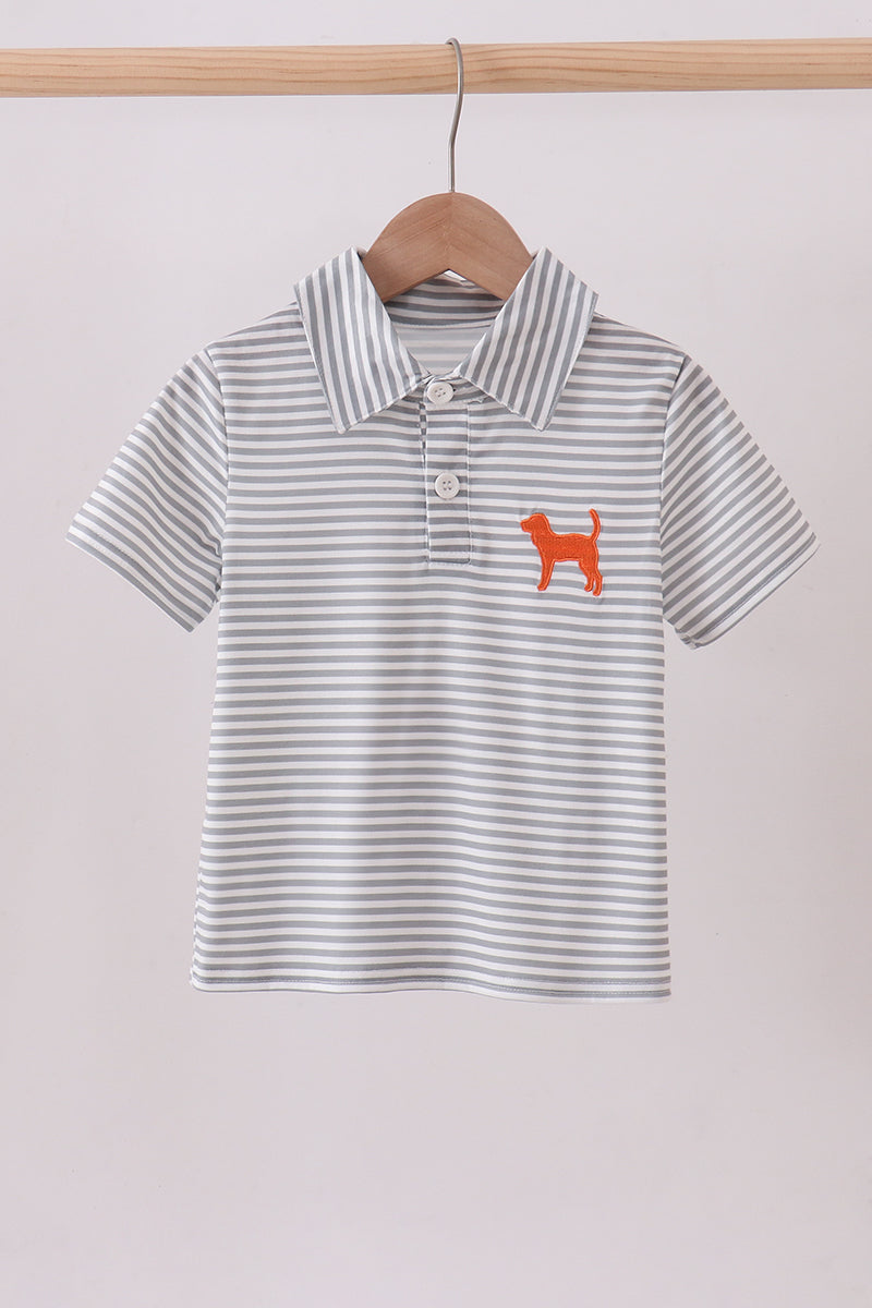 Orange Tennessee embroidery stripe button down shirt - ARIA KIDS