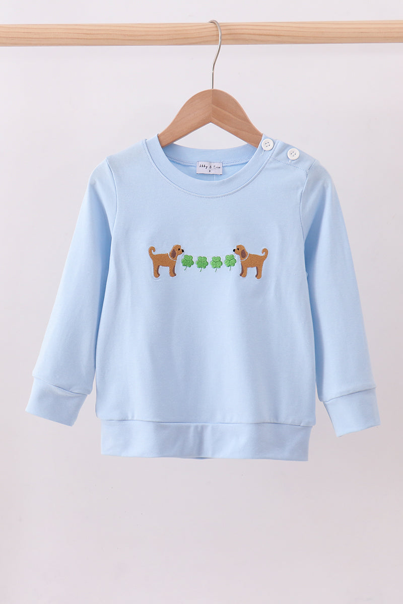 Blue puppy clover embroidery top - ARIA KIDS