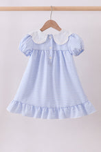 Blue Gingham Lace Ruffle Dress