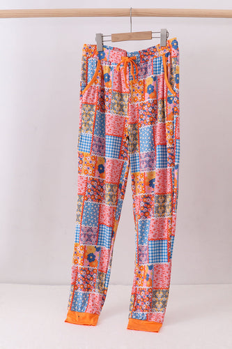 Orange floral patchwork bamboo women pants - ARIA KIDS