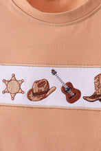 Brown Western Embroidered Shorts Set