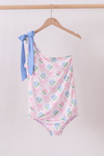 Blue bow floral women swimsuit - ARIA KIDS