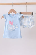 Blue Whale Applique Bloomer Set