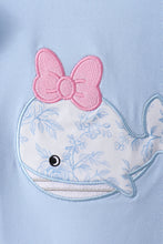 Blue Whale Applique Ruffle Shorts Set