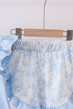 Blue Whale Applique Ruffle Shorts Set