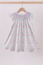 Green Floral Smocked Dress