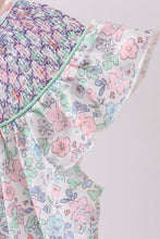 Green Floral Smocked Dress