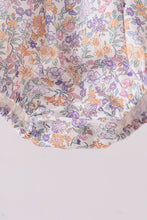 Purple Floral Smocked Ruffle Bubble - ARIA KIDS