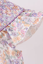 Purple Floral Smocked Ruffle Bubble - ARIA KIDS