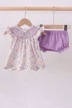 Purple Floral Smocked Bloomer Set - ARIA KIDS