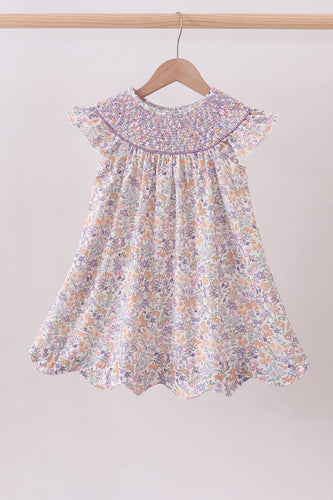 Purple Floral Smocked Dress - ARIA KIDS
