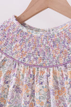 Purple Floral Smocked Dress