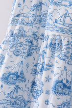 Blue beach sea smocked women dress - ARIA KIDS