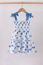 Blue whale smocked ruffle mom&me dress - ARIA KIDS