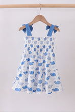 Blue whale smocked ruffle mom&me dress - ARIA KIDS
