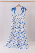 Blue whale smocked ruffle mom&me dress - ARIA KIDS