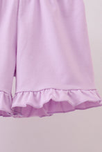 Purple floral print bow ruffle shorts set - ARIA KIDS