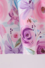 Purple floral print bow ruffle shorts set - ARIA KIDS