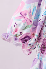 Purple smocked floral dress - ARIA KIDS
