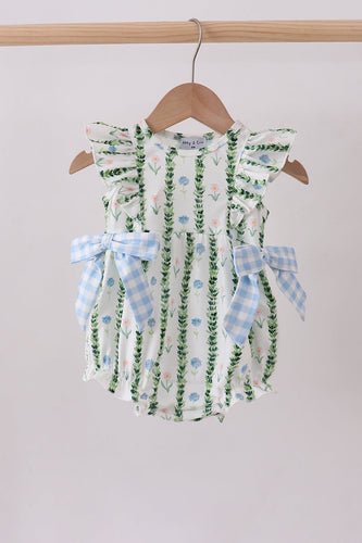 Green Floral Ruffle Bubble - ARIA KIDS