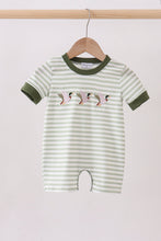 Green Duck Embroidered Stripe Romper