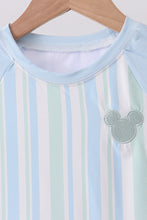 Blue character embroidery stripe long sleeve swimsuit - ARIA KIDS