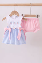 Blue Crab Embroidered Seersucker Bloomer Set
