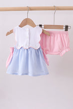 Blue Crab Embroidered Seersucker Bloomer Set