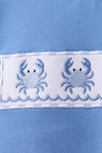Blue Crab Embroidered Seersucker Shorts Set