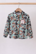 Camouflage puppy hunting embroidery button shirt - ARIA KIDS