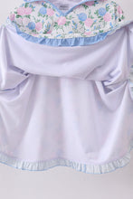 Blue floral blessed embroidery ruffle cover up