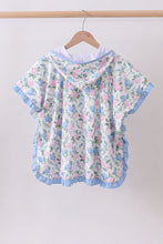 Blue floral blessed embroidery ruffle cover up