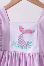 Purple mermaid embroidery ruffle shorts set