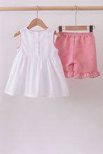 Pink flag smocked ruffle shorts set - ARIA KIDS