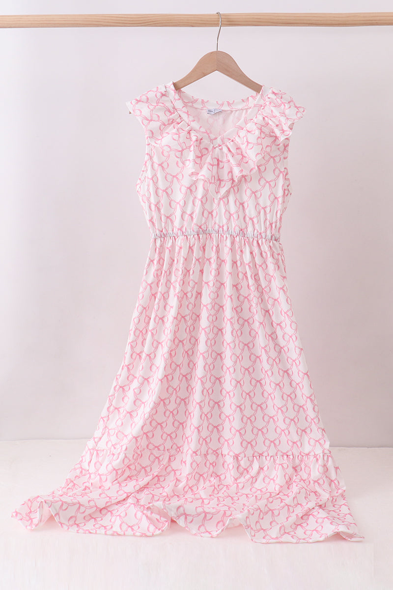 Pink bow ruffle tiered dress - ARIA KIDS