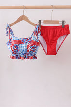 Red floral print 2pc swimsuit - ARIA KIDS