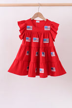 Red flag sequin tiered ruffle dress - ARIA KIDS