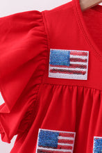 Red flag sequin tiered ruffle dress - ARIA KIDS