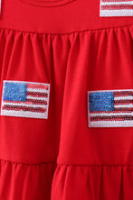 Red flag sequin tiered ruffle dress - ARIA KIDS