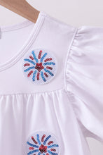 White fireworks sequin tiered ruffle dress - ARIA KIDS