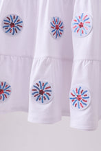 White fireworks sequin tiered ruffle dress - ARIA KIDS