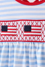 Red flag smocked stripe ruffle shorts set - ARIA KIDS