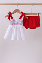 White smocked jacquard bloomer set - ARIA KIDS