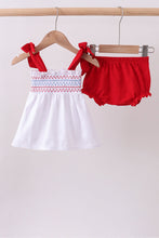 White smocked jacquard bloomer set - ARIA KIDS