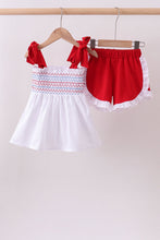White smocked jacquard ruffle shorts set - ARIA KIDS