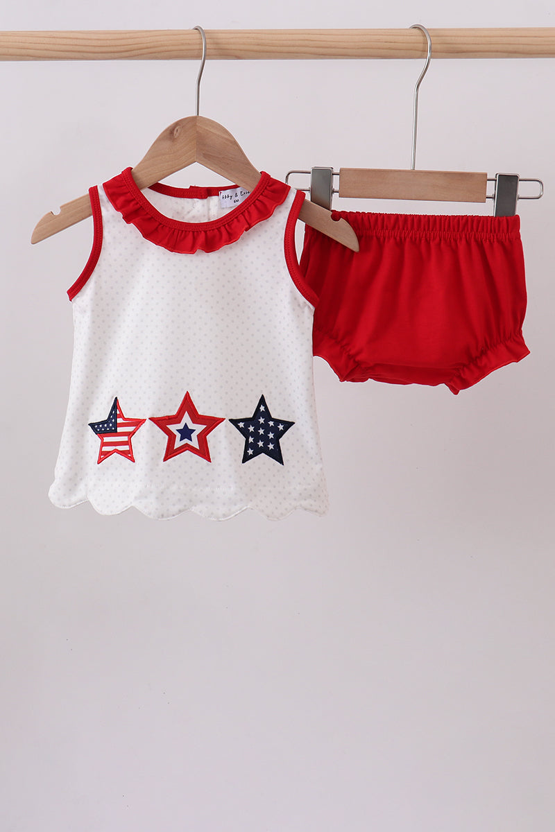 Red star applique ruffle bloomer set - ARIA KIDS