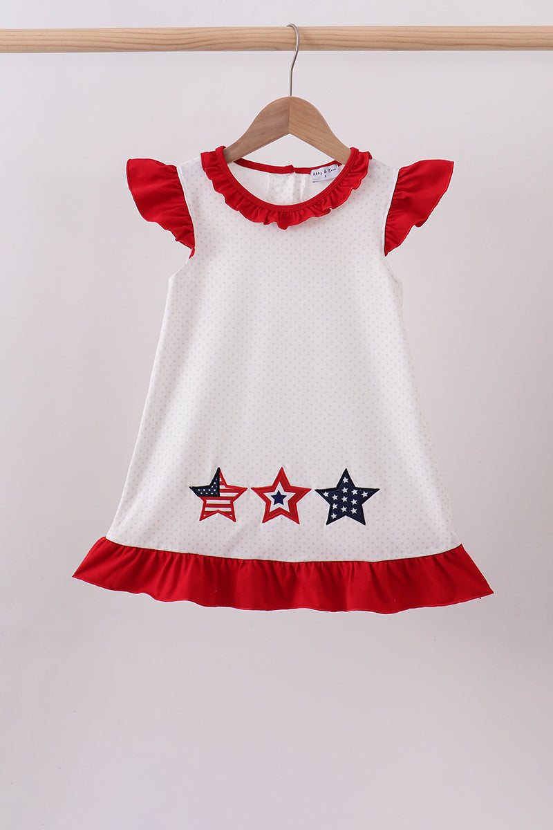 Red star applique ruffle dress - ARIA KIDS