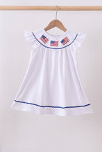 White flag smocked ruffle dress - ARIA KIDS
